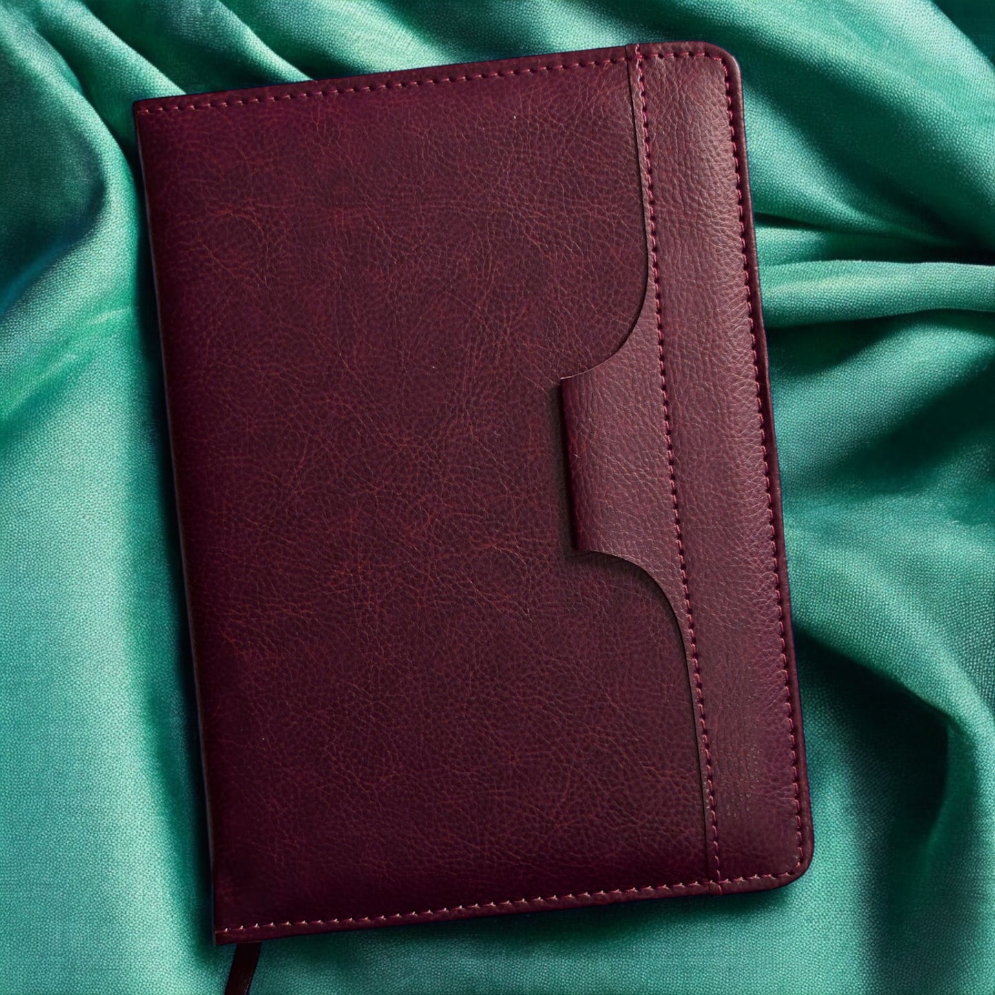 Pen Loop Maroon Leather Look - A5 Notebook - Karigar Chiriyaa