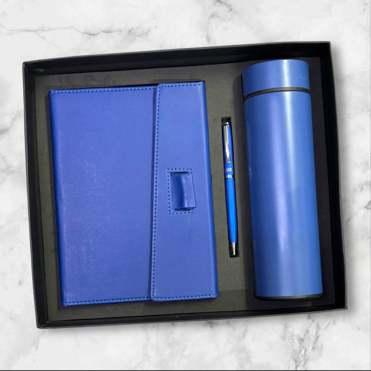Blue Tri Fold Notebook 3 in 1 Gift Set - Karigar Chiriyaa