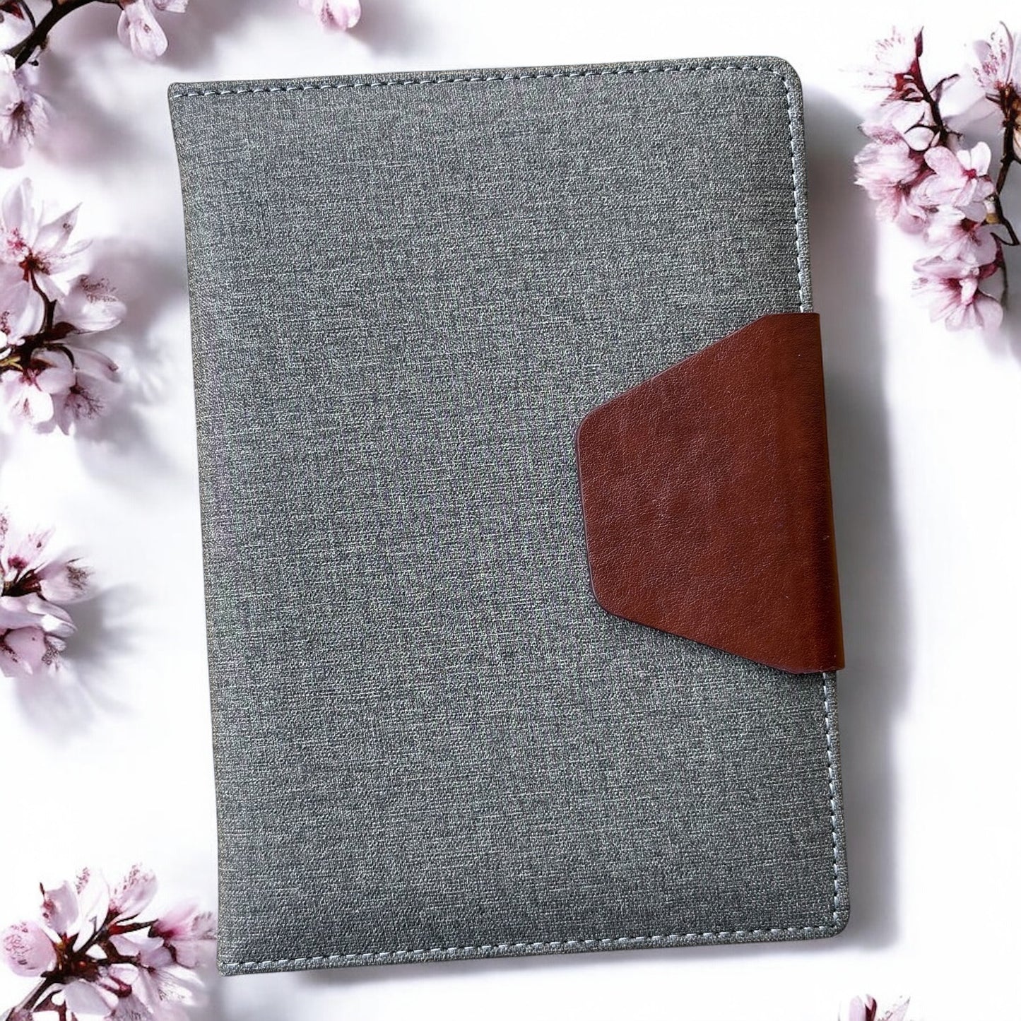 Grey Khadi V Buckle Closer - A5 Notebook - Karigar Chiriyaa