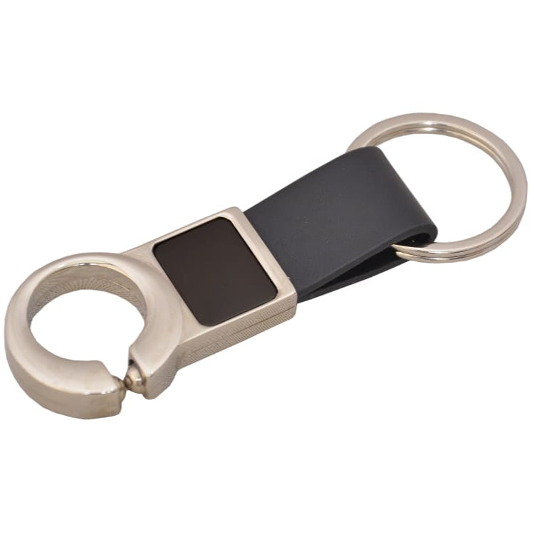 Black band metal keychain with unique doghook - Karigar Chiriyaa