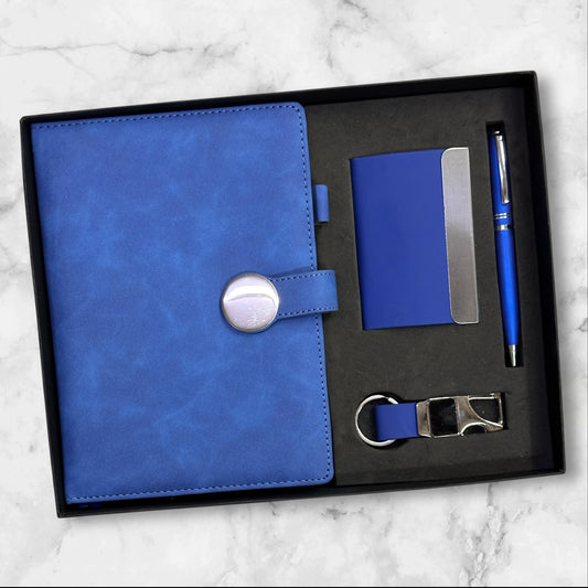 Blue Cloud Texture Fabric 4 in 1 Gift Set - Karigar Chiriyaa