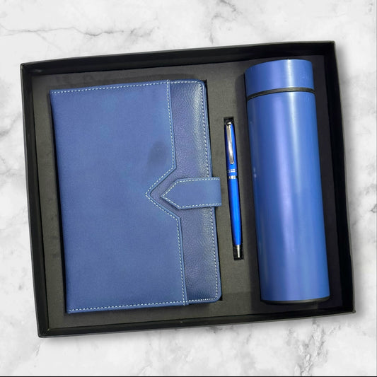 Blue with Front Pocket Notebook 3 in 1 Gift Set - Karigar Chiriyaa