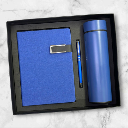 Royal Blue Khadi Notebook 3 in 1 Gift Set - Karigar Chiriyaa