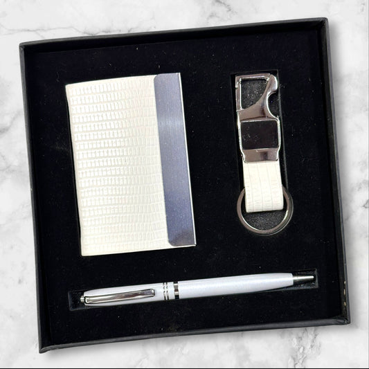 White Small Croc 3 in 1 Gift Set - Karigar Chiriyaa