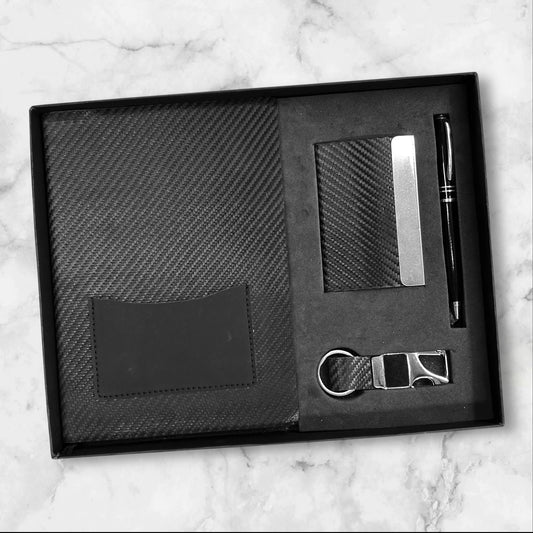 Black Fiber Fabric 4 in 1 Gift Set - Karigar Chiriyaa