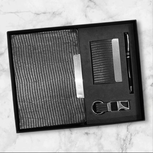 Black Texture Fabric 4 in 1 Gift Set - Karigar Chiriyaa