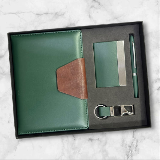 Forest Green Fabric 4 in 1 Gift Set - Karigar Chiriyaa