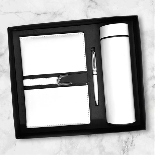 White Black Belt Notebook 3 in 1 Gift Set