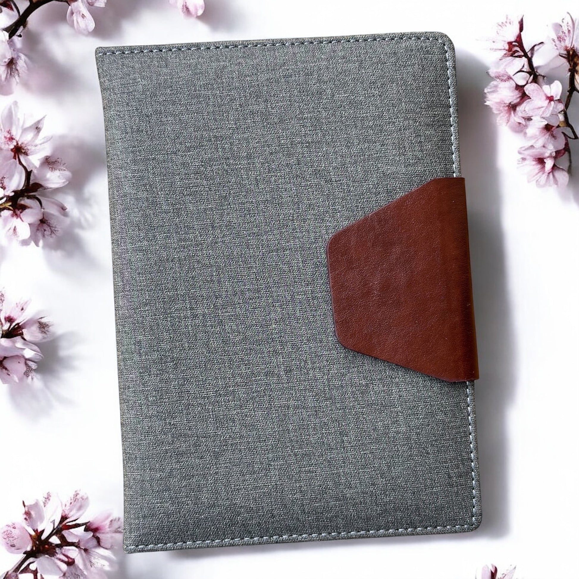 Grey Khadi V Buckle Closer - A5 Notebook - Karigar Chiriyaa