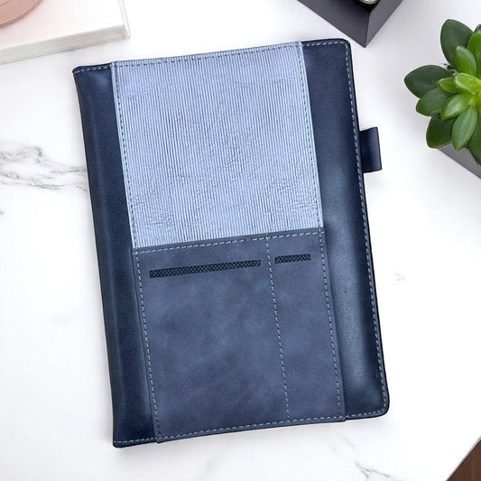 Black & Grey with Front Pockets - A5 Notebook - Karigar Chiriyaa