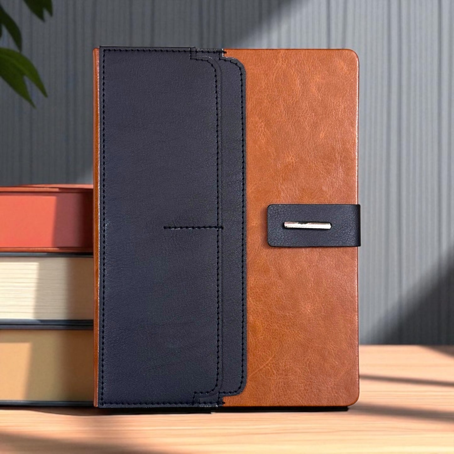 Tan with Black Pockets - A5 Notebook