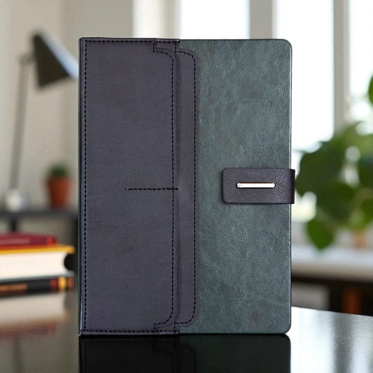Green with Black Pockets - A5 Notebook