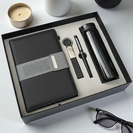 Premium Black with Grey Belt 4 in 1 gift set - Karigar Chiriyaa