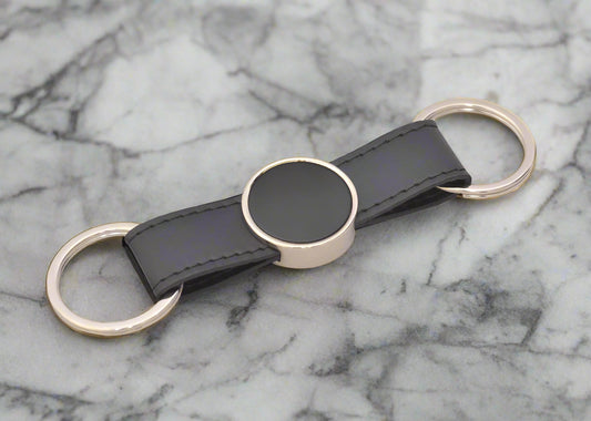Premium dual black band metal keychain - Karigar Chiriyaa